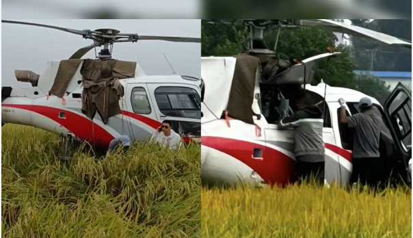江西直升机紧急迫降 稻田成临时着陆点，机组人员安然无恙