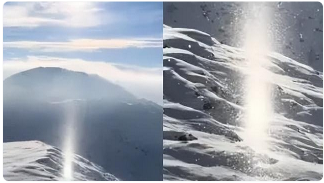 雪山神秘时空光束引发想象，若能穿越时空你愿何为？